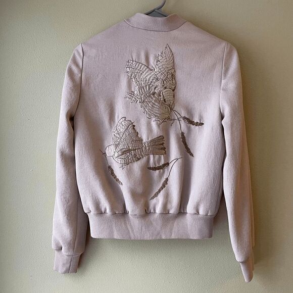 Wilfred Embroidered Birds Blush Bomber Jacket Size XXS - Picture 2 of 2